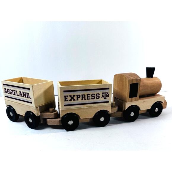 Aggieland Express wooden train 3 pieces A&M kiddos - Picture 2 of 9